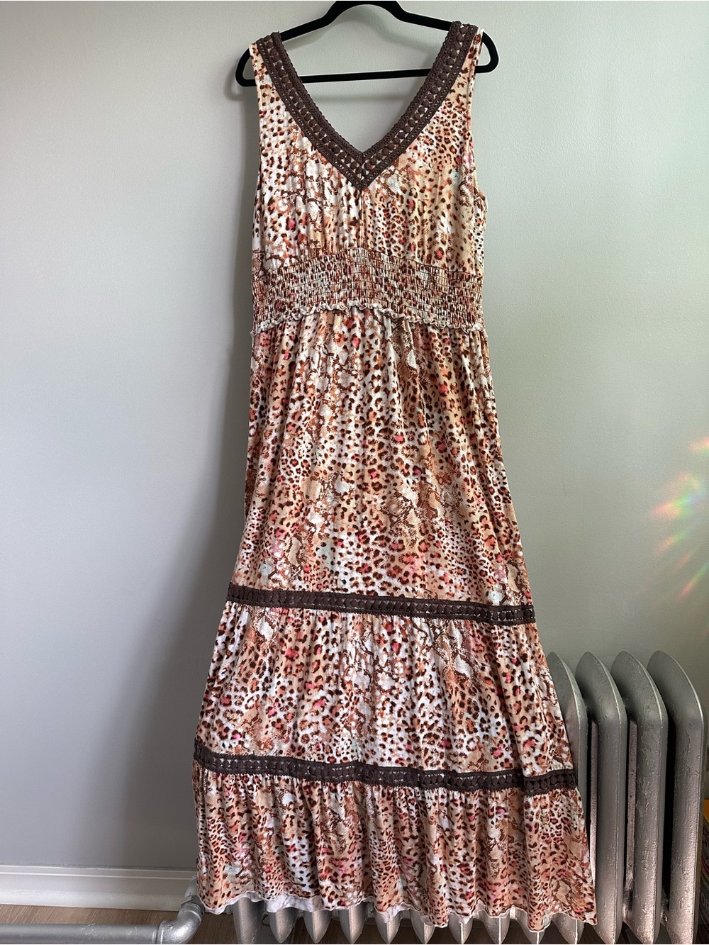 sofia by sofia vergara Beige and Brown Leopard Print Maxi Dress